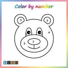 Worksheet for education. painting page, color by numbers. Game for preschool kids.