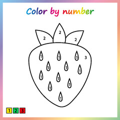 Worksheet for education. painting page, color by numbers. Game for preschool kids.