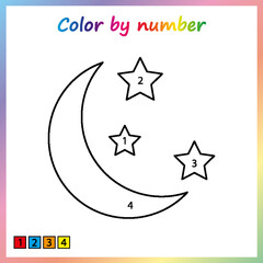 Worksheet for education. painting page, color by numbers. Game for preschool kids.