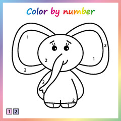 Worksheet for education. painting page, color by numbers.  Game for preschool kids.