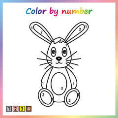 Worksheet for education. painting page, color by numbers.  Game for preschool kids.