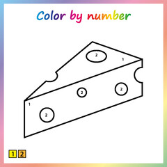 Worksheet for education. painting page, color by numbers.  Game for preschool kids.