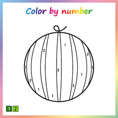 Worksheet for education. painting page, color by numbers.  Game for preschool kids.