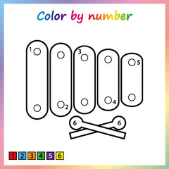 Worksheet for education. painting page, color by numbers.  Game for preschool kids.