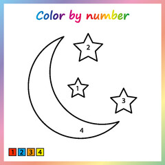 Obraz premium Worksheet for education. painting page, color by numbers. Game for preschool kids.