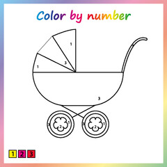 Worksheet for education. painting page, color by numbers.  Game for preschool kids.