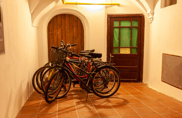 Fototapeta na wymiar bicycle in front of the old house