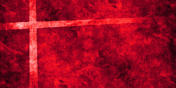 bright red cross on turbulent red and black distressed marble, textured painting, worship slide background / wallpaper, holy week / communion image