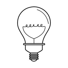 electric light bulb, round lamp, eco idea metaphor, isolated icon line style