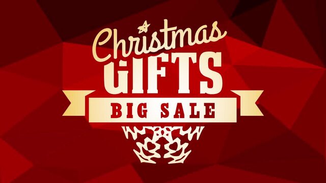christmas gifts big sale commercial art with calligraphy decorated with snowflake graphic over ruby polygon background