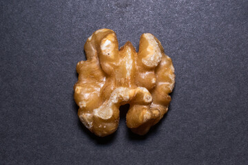 walnut closeup in a black background