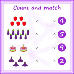 Worksheet. Mathematical puzzle game. Learning mathematics, tasks for addition  for preschool  children. worksheet for preschool kids - vector