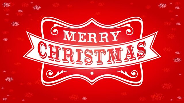 themed merry christmas greeting card with white wild west emblem and letters over red snowy background