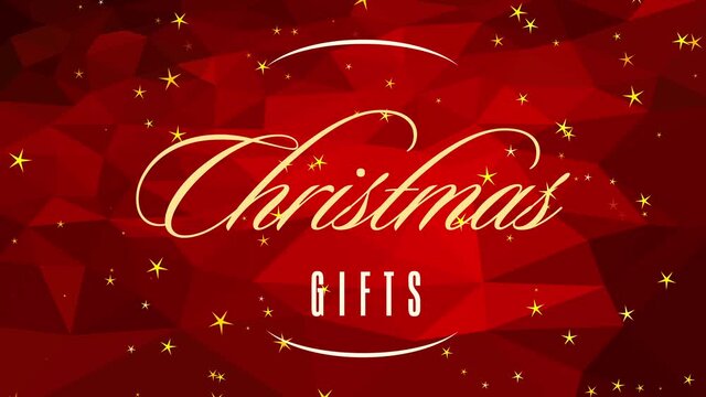 christmas gifts credit cardboard concept science with gold calligraphy over 3d texture pattern composed with red polygons