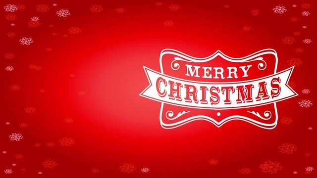 themed merry xmas reception cardboard with white wild sunrise emblem and writing over red snowy background