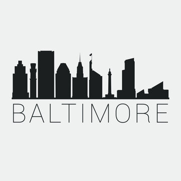 Baltimore Maryland City. Skyline Silhouette City. Design Vector. Famous Monuments Tourism Travel. Buildings Tour Landmark.