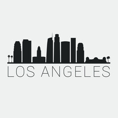 Obraz premium Los Angeles California. Skyline Silhouette City. Design Vector. Famous Monuments Tourism Travel. Buildings Tour Landmark.