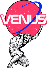 Atlas Titan Greek Mythology with slogan Vector design for t-shirt graphics, banner, fashion prints, slogan tees, stickers, cards,flyer, posters and other creative uses