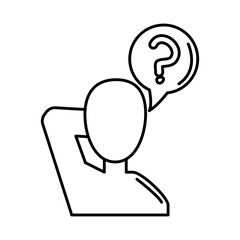 alzheimer disease, confused character question mark, decrease in mental human ability line style icon