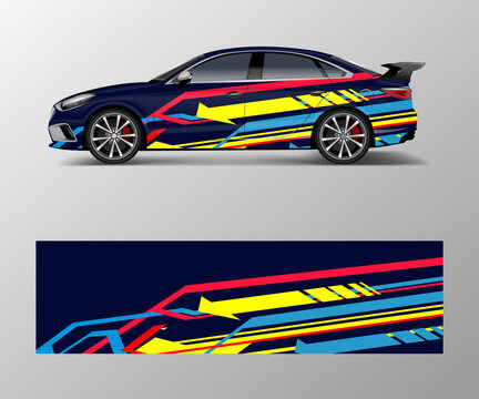 Wrap Design For Custom Sport Car. Sport Racing Car Wrap Decal And Sticker Design.