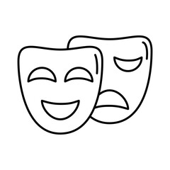 alzheimer disease, face masks happy and sad expression, decrease in mental human ability line style icon