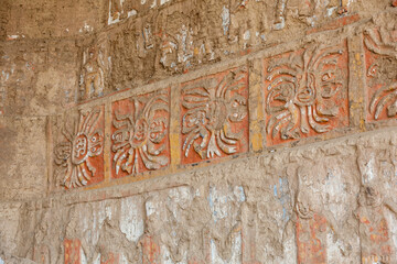 Artistic details in archaeological ruins of the pyramids of the sun and the moon