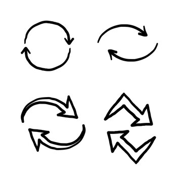 double reverse circular swap arrow icon doodle illustration vector