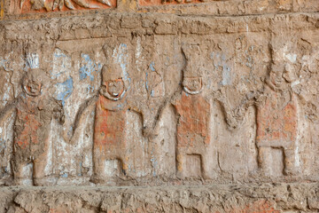 Artistic details in archaeological ruins of the pyramids of the sun and the moon