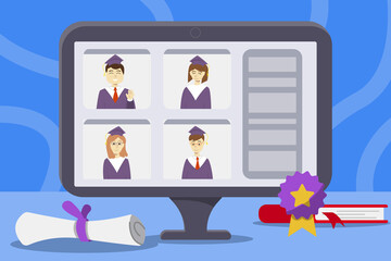 graduation online with 4 students with honor