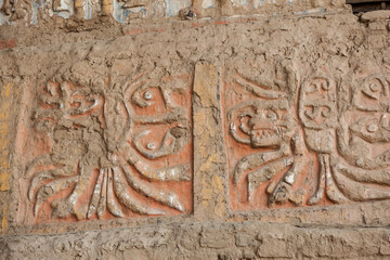 Artistic details in archaeological ruins of the pyramids of the sun and the moon