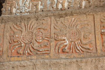 Artistic details in archaeological ruins of the pyramids of the sun and the moon