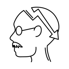 alzheimer disease, male profile silhouette forget, decrease in mental human ability line style icon