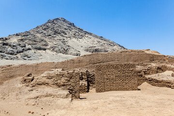 Pyramid of the sun and the moon, archaeological sites of the Moche culture. Peru