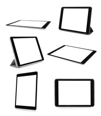 Obraz na płótnie Canvas Set of tablet computers on white background