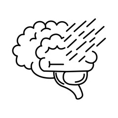 alzheimer disease, mental disorder decrease in human memory ability line style icon