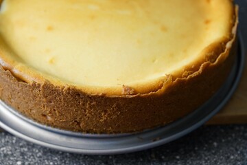 close-up of a delicious cheesecake