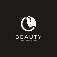 Initial C and beauty face design for beauty care logo or spa vector, stock image