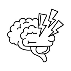 alzheimer disease, brain confuse, decrease in mental human ability line style icon