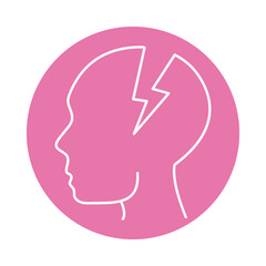 alzheimer disease, male profile silhouette memory loss, decrease in mental human ability color block style icon