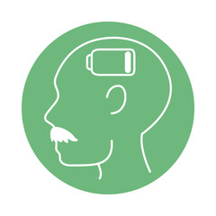 alzheimer disease, male profile silhouette attention, decrease in mental human ability color block style icon