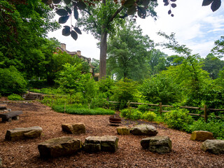 park and garden in an arboretum in late spring