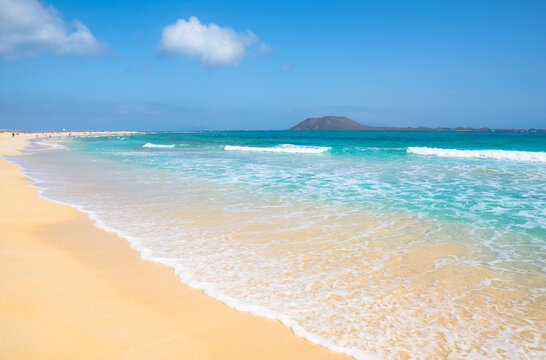 Beautiful view of  Grandes Playas in Corralejo Natural Park - Fuerteventura, Canary Islands, Spain