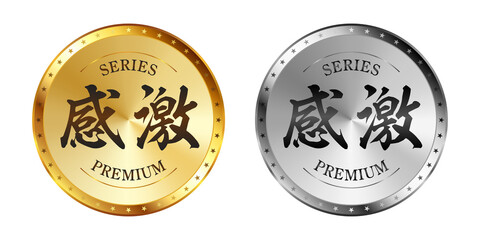 感激 金と銀のラベルセット
Gold and silver label set. Luxury label. Gold and silver badge.