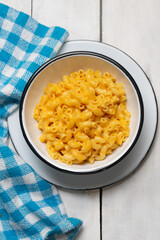 Creamy mac and cheese on white background