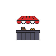 Obraz premium Farmers market stall vector icon symbol isolated on white background