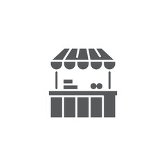 Farmers market stall vector icon symbol isolated on white background