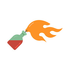 Fire cocktail bottle or molotov vector icon symbol weapon isolated on white background