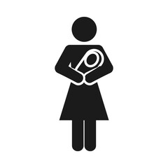 pictogram woman with a baby in arms, silhouette style