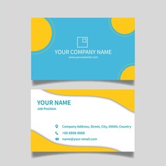 Business Card simple template with Blue, Yellow and White theme color