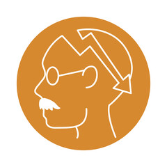 alzheimer disease, male profile silhouette forget, decrease in mental human ability color block style icon